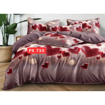 Pościel Walentynkowa 160x200 bawełna satynowa CZERWONE SERCE PK730 z prześcieradłem